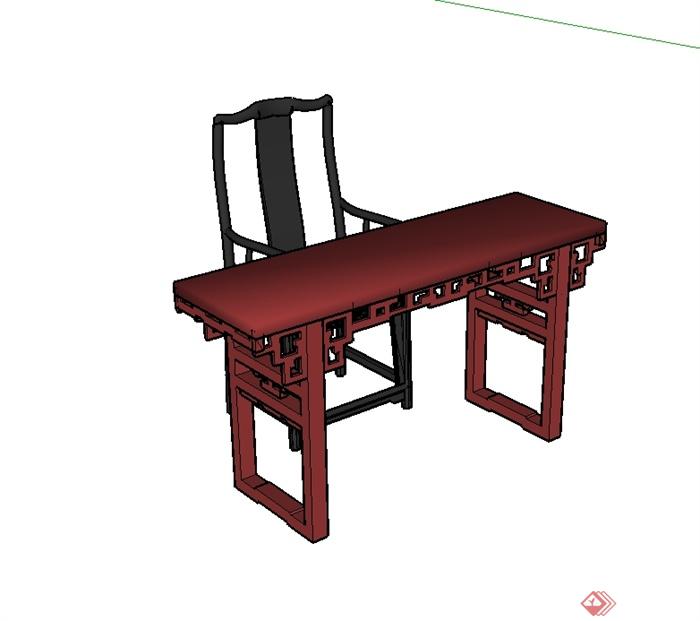 古典中式古家具桌椅组合设计su模型(1)