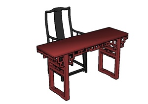 古典中式古家具桌椅组合设计SU(草图大师)模型