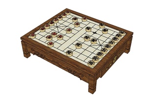 现代中式古家具象棋桌设计SU(草图大师)模型