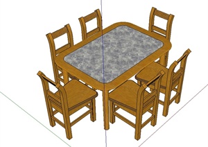 现代风格室内餐厅桌椅组合设计SU(草图大师)模型