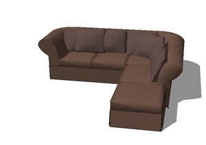 室内客厅详细沙发设计SU(草图大师)模型