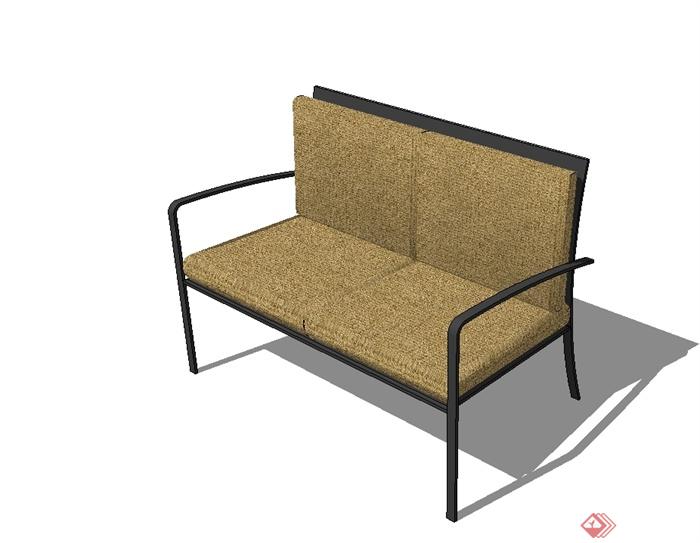 某室内详细双人沙发椅设计su模型(1)