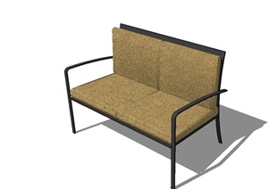 某室内详细双人沙发椅设计SU(草图大师)模型