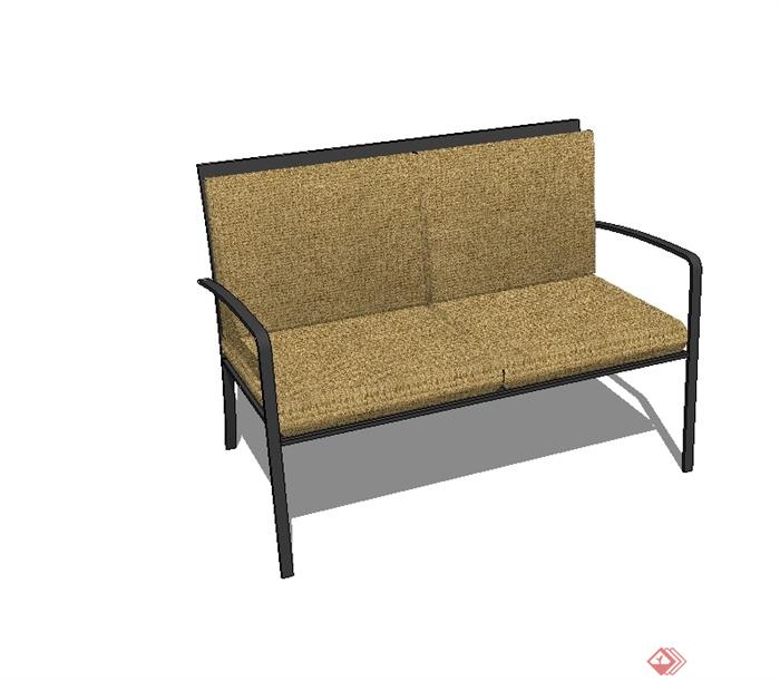 某室内详细双人沙发椅设计su模型(2)