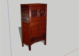 现代中式实木质柜子设计SU(草图大师)模型