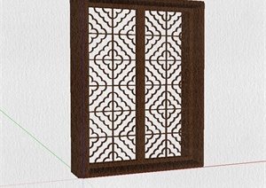 现代中式风格详细镂空窗户设计SU(草图大师)模型