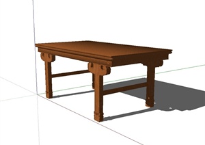 现代中式风格家具木桌子设计SU(草图大师)模型