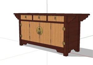 现代中式风格详细的木柜设计SU(草图大师)模型