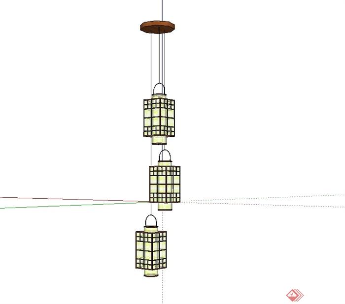 现代中式风格室内吊灯详细设计su模型(1)