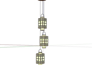 现代中式风格室内吊灯详细设计SU(草图大师)模型