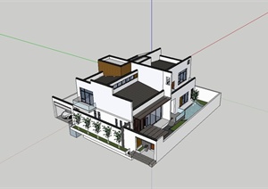 两套别墅详细的建筑设计SU(草图大师)模型及cad方案