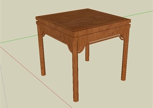 现代中式木质方桌设计SU(草图大师)模型