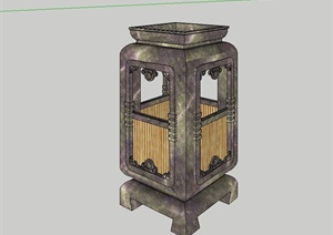现代中式风格独特造型的垃圾桶设计SU(草图大师)模型