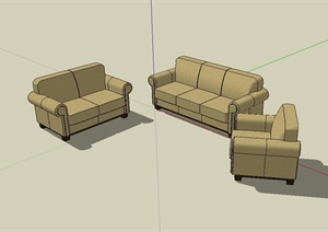 三组现代风格的室内沙发设计SU(草图大师)模型