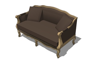 欧式风格室内客厅沙发SU(草图大师)模型