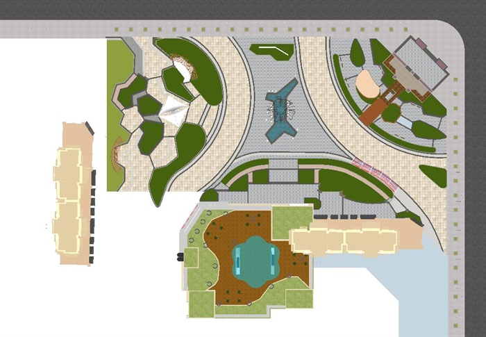 一个现代城市商住广场建筑与景观方案ＳＵ模型(2)