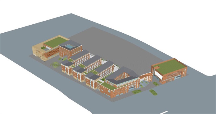 现代风格火炬路中学建筑整体规划方案ＳＵ模型(9)