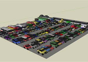 某停车场多种不同的汽车设计SU(草图大师)模型