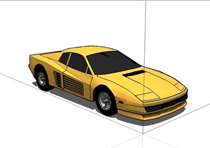 一辆黄色跑车设计SU(草图大师)模型