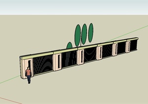 现代风格小区围墙设计SU(草图大师)模型