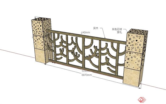 现代风格围栏围墙设计su模型(2)