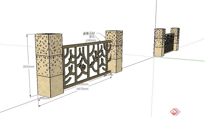 现代风格围栏围墙设计su模型(3)