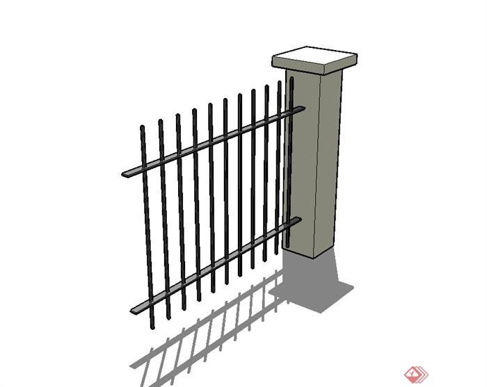 园林景观铁艺栏杆设计su模型(3)