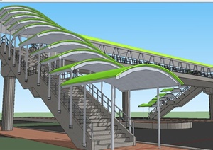 三条现代人行天桥方案ＳＵ模型