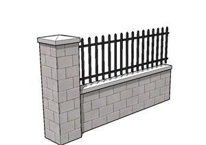 现代风格围墙栏杆设计SU(草图大师)模型