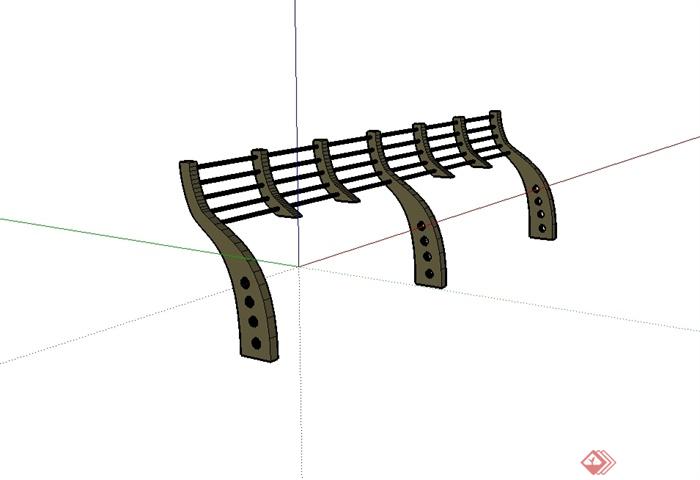 现代风格详细铁艺栏杆围栏设计su模型(1)