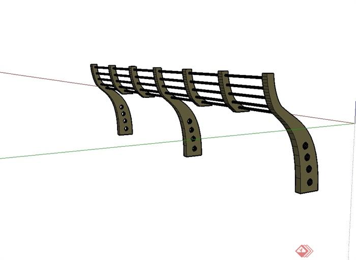 现代风格详细铁艺栏杆围栏设计su模型(2)