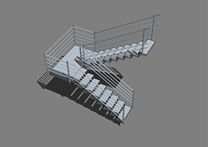 现代风格室内铁艺楼梯详细设计SU(草图大师)模型
