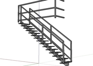 现代风格室内铁艺楼梯设计SU(草图大师)模型