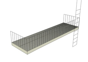 现代风格简单的楼梯及栏杆设计SU(草图大师)模型