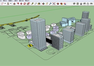 高新区综合总体规划SU(草图大师)简单模型
