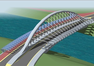 一个现代景观造型交通桥ＳＵ模型