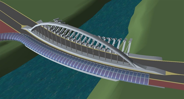 一个现代景观造型桥ＳＵ模型(5)