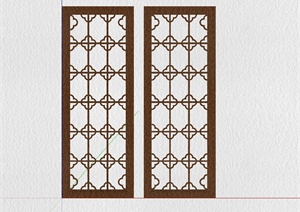 现代中式风格详细的窗子设计SU(草图大师)模型