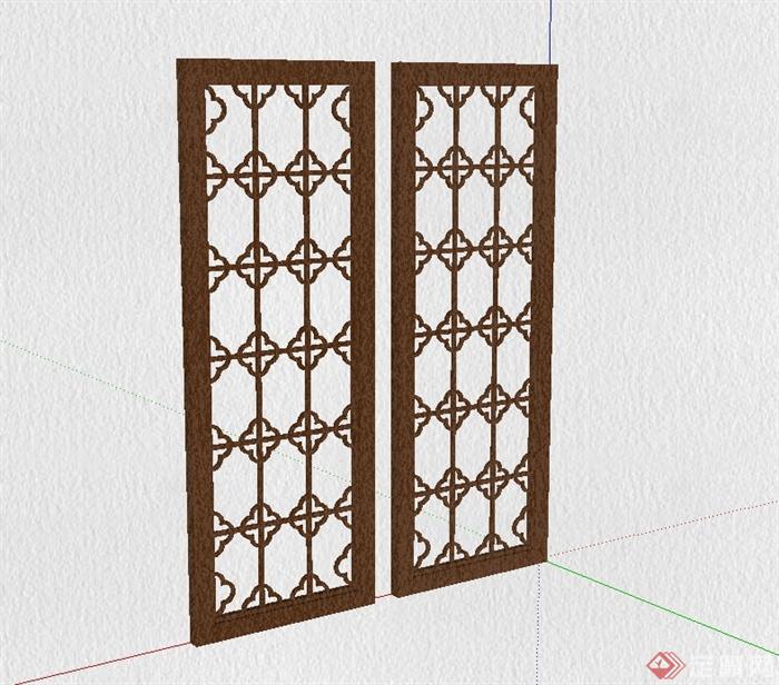 现代中式风格详细的窗子设计su模型(3)