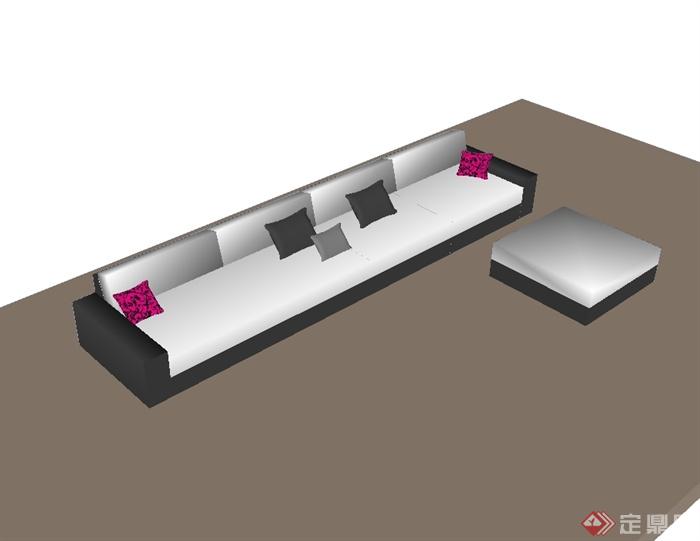 现代客厅的沙发设计su模型(1)