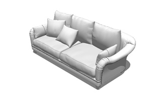 现代风格详细室内沙发SU(草图大师)模型