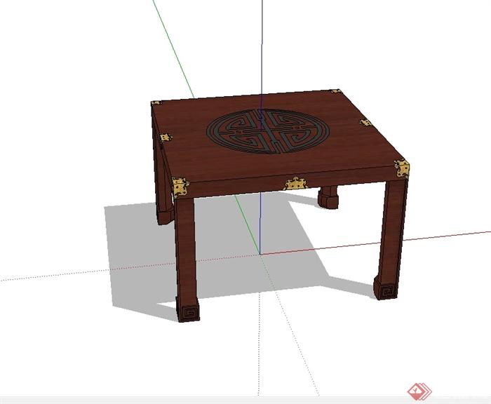 现代中式风格方桌设计su模型(2)