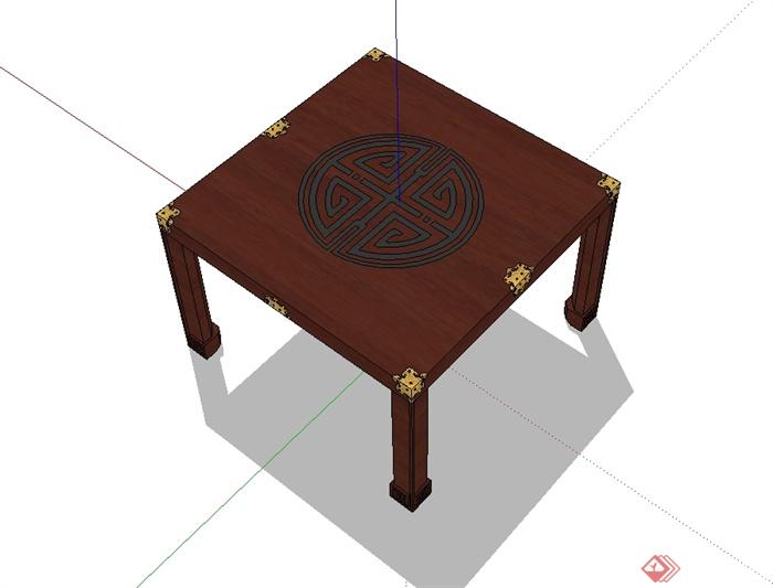 现代中式风格方桌设计su模型(3)