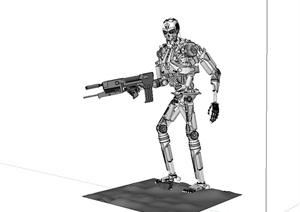 详细科幻机器人战士设计SU(草图大师)模型