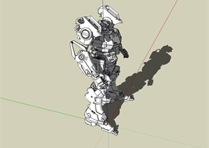 详细完整的机器人设计SU(草图大师)模型