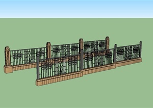 现代风格详细围墙栏杆设计SU(草图大师)模型