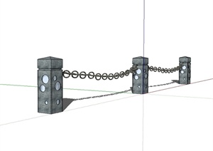 铁链围栏设计SU(草图大师)模型