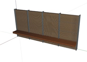 现代风格围墙坐凳设计SU(草图大师)模型