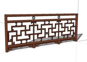 现代中式风格木质围栏栏杆SU(草图大师)模型