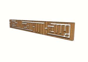 现代中式风格木质围栏设计SU(草图大师)模型